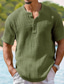 tanie męskie koszule casual-Męskie Koszula Koszula Popover Codzienna koszula Letnia koszula Brązowy Zielony Khaki Krótki rękaw Równina Stójka Codzienny Urlop Odzież Moda Codzienny Wygodny