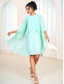 cheap Plain Dresses-Women&#039;s Wedding Guest Cocktail Dress Chiffon Tiered Elegant Formal Layered Midi Dress Crew Neck Long Sleeve Pink Green Color