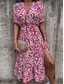 cheap Print Dresses-Women&#039;s Casual Dress Floral Split Print V Neck Long Dress Maxi Dress Stylish Casual Daily Date Short Sleeve Summer