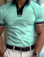 billiga klassisk polo-Herr POLO Shirt Golftröja Arbete Ledigt Ribbstickad polokrage Klassisk Kortärmad Grundläggande Modern Färgblock Lappverk Knapp Vår &amp; sommar Normal Vit Himmelsblå Mintgrön POLO Shirt