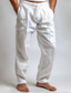 tanie spodnie codzienne-Męskie Spodnie cargo Lniane spodnie Spodnie Letnie spodnie Ściągana na sznurek Elastyczny pas Multi Pocket Równina Komfort Oddychający Pełna długość Na zewnątrz Codzienny Wyjściowe Moda Codzienny