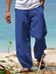 tanie spodnie codzienne-Męskie Lniane spodnie Spodnie Letnie spodnie Spodnie plażowe Elastyczny pas Spodnie szerokie nogawki Prosta noga Równina Oddychający Miękka Joga Codzienny Plaża Moda Moda miejska Luźna Czarny Biały