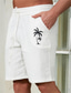 levne Pánské kraťasy-pánské šortky plátěné šortky letní šortky plážové šortky stahovací šňůrka v pase potisk kokosová palma pohodlí krátká denní dovolená pláž 30% len dovolenková móda zelená bílá