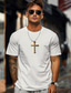 cheap Men&#039;s Graphic Tshirts-Men&#039;s Cotton Shirt Graphic Tee Cross Crew Neck Clothing Apparel Other Prints Outdoor Daily Short Sleeve Crewneck Fashion Cool Daily Solid Color