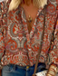 abordables Blusas Florales-Camisa de mujer de manga larga blusa abotonada moda casual paisley botones print tops regulares cuello de camisa casual diaria para salir rosa rojo verde primavera y otoño