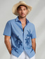 cheap Men&#039;s Linen Shirts-Men&#039;s Linen Shirt Graphic Hawaiian Fashion Casual  Shirt  Button Up Shirt Daily Hawaiian Vacation Spring &amp;  Fall Lapel Short Sleeve Blue, Green, Gray 55% Flax 45%cotton Shirt