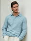 billiga linneskjortor för män-herrskjorta 55 % linne linneskjorta sommarskjorta strandskjorta blå khaki långärmad enfärgad lapel vår &amp; sommar vardagskläder klädsel