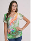 cheap Art&amp;Design tee-Women&#039;s T Shirt Henley Shirt Graphic Basic Neon &amp; Bright Short Sleeve V Neck Regular Tops Daily Weekend Buttons Cut Out Print Blue Purple Green