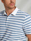 cheap Classic Polo-Men&#039;s Casual Print Polo Knit Polo Striped Horizontal Stripes Cable Outdoor Causal Casual 48% cotton, 48% polyester, 4% spandex Short Sleeve Turndown Polo Shirts Black Blue Summer