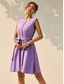 cheap Design Cotton &amp; Linen Dresses-Women&#039;s Cotton Linen Dress Shift Dress Knee Length Dress Cotton Button Tie Belt Casual Daily Date Crew Neck Sleeveless Summer Spring Fall Purple