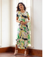 cheap Casual Dress-Women&#039;s Floral Leaf Pocket Split Crew Neck Long Dress Maxi Dress Casual Short Sleeve Summer Spring