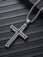 abordables Bijoux pour hommes-Homme Collier Pendentif Couleur acier et chaîne bleu fleur couleur acier Acier inoxydable Croix