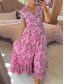 preiswerte Lässige Blumenkleider-Damen kleid lang Casual kleid Schaukelkleid A Linie Kleid Sommerkleid Stilvoll Brautkleider schlicht Urlaub Täglich Regular Fit Blumen Kurzarm V Ausschnitt Rosa Grün Leicht Blau Sommer