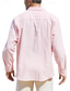 cheap Men&#039;s Linen Shirts-Men&#039;s Shirt Linen Shirt Button Up Shirt Summer Shirt Beach Shirt Black Pink Blue Long Sleeve Plain Collar Spring &amp; Summer Casual Daily Clothing Apparel
