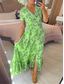 preiswerte Lässige Blumenkleider-Damen kleid lang Casual kleid Schaukelkleid A Linie Kleid Sommerkleid Stilvoll Brautkleider schlicht Urlaub Täglich Regular Fit Blumen Kurzarm V Ausschnitt Rosa Grün Leicht Blau Sommer