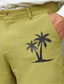 levne Pánské kraťasy-pánské šortky plátěné šortky letní šortky plážové šortky stahovací šňůrka v pase potisk kokosová palma pohodlí krátká denní dovolená pláž 30% len dovolenková móda zelená bílá