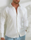 cheap Designer Collection-Men&#039;s Shirt Linen Shirt Button Up Shirt Beach Shirt White Long Sleeve Plain Lapel Spring &amp;  Fall Daily Vacation Clothing Apparel