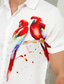 cheap Men&#039;s Casual Shirts-Floral Bird Graphic Prints Casual Men&#039;s Shirt Outdoor Street Casual Summer Spring Turndown Short Sleeves White S, M, L Polyester Shirt