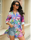 cheap Hawaiian Dress-Women&#039;s Shirt Blouse Fashion Hawaiian Floral Buttons Print Long Sleeve Regular Tops Shirt Collar Casual Holiday Beach Blue Green Spring &amp;  Fall