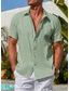 billiga fritidsskjortor för män-Herr Skjorta Knapp upp skjorta Casual skjorta Sommarskjorta Svart Grön Khaki grön Kortärmad Slät Krage Dagligen Semester Kläder Mode Ledigt Bekväm