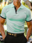 cheap Classic Polo-Men&#039;s Polo Shirt Golf Shirt Work Casual Ribbed Polo Collar Classic Short Sleeve Basic Modern Color Block Patchwork Button Spring &amp; Summer Regular Fit Navy White Light Green Grey Polo Shirt