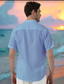 preiswerte Leinenhemden für Herren-Herren Leinenhemd Grafik Hawaiianisch Mode Freizeithemd Button Up Hemd Täglich Hawaiianisch Urlaub Frühling &amp; Herbst Revers Kurzarm Blau, Grün, Grau 55% Flachs 45% Baumwolle Hemd