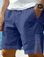 cheap Men&#039;s Shorts-Men&#039;s Shorts Linen Shorts Summer Shorts Button Split Front Pocket Plain Comfort Breathable Knee Length Party Outdoor Casual Fashion Basic White Navy Blue