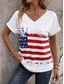 cheap Independence Day Top-Women&#039;s Patriotic  T Shirt American Flag Print V Neck Red White And Blue Short Sleeve Casual Summer Tee Red White Blue Comfortable Lightweight Top for Daily Wear