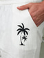 cheap Beach Shorts-Men&#039;s Cotton Shorts Summer Shorts Beach Shorts Drawstring Elastic Waist 3D Print Graphic Coconut Tree Breathable Soft Short Casual Daily Holiday Streetwear Hawaiian Black White Micro-elastic