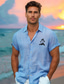 cheap Men&#039;s Casual Shirts-Men&#039;s Linen Cotton Shirt Graphic Shirt Coconut Palm Hawaiian Casual Comfortable Shirt Outdoor Sport Causal Summer Turndown Short Sleeve S Linen Cotton Blend Shirt