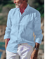 cheap Men&#039;s Linen Shirts-Men&#039;s Shirt Linen Shirt Button Up Shirt Summer Shirt Beach Shirt Black White Pink Long Sleeve Plain Collar Spring &amp; Summer Casual Daily Clothing Apparel