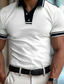 cheap Classic Polo-Men&#039;s Polo Shirt Golf Shirt Work Casual Ribbed Polo Collar Classic Short Sleeve Basic Modern Color Block Patchwork Button Spring &amp; Summer Regular Fit White Sky Blue Mint Green Polo Shirt