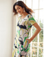 cheap Casual Dress-Women&#039;s Floral Leaf Pocket Split Crew Neck Long Dress Maxi Dress Casual Short Sleeve Summer Spring