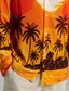 preiswerte Freizeithemden für Herren-Kokosnussbaum Hawaiianisch Resort Herren Hemd Knopfhemd Bedruckte Hemden Freizeitskleidung Urlaub Strand Frühling Sommer Kargen Langarm Orange S, M, L Baumwolle Hemd