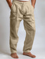 tanie spodnie codzienne-Męskie Spodnie cargo Lniane spodnie Spodnie Letnie spodnie Ściągana na sznurek Elastyczny pas Multi Pocket Równina Komfort Oddychający Pełna długość Na zewnątrz Codzienny Wyjściowe Moda Codzienny