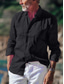 Χαμηλού Κόστους ανδρικά λινά πουκάμισα-Ανδρικά Πουκάμισο λινό πουκάμισο Πουκάμισο με κουμπιά Καλοκαιρινό πουκάμισο Πουκάμισο παραλίας Μαύρο Λευκό Ανθισμένο Ροζ Μακρυμάνικο Σκέτο Γιακάς Ανοιξη καλοκαίρι Causal Καθημερινά Ρούχα