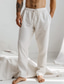 Χαμηλού Κόστους casual παντελόνι-Ανδρικά Λευκά παντελόνια Παντελόνια Καλοκαίρι παντελόνι Κορδόνι Ελαστική μέση Σκέτο Άνεση Αναπνέει Πλήρες μήκος Καθημερινά Παραλία Μοντέρνα Απλός Λευκό Θαλασσί Μικροελαστικό