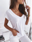 cheap Plain tee-T shirt Tee Women's Black White Pink Plain Sexy Street Daily Fashion V Neck Regular Fit S