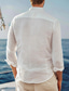abordables chemises en lin pour hommes-Graphic Hawaïen Mode Décontractée Homme Chemise Chemise Lin Chemise boutonnée du quotidien Hawaïen Vacances Printemps &amp; Automne Revers manche longue Blanche S, M, L 55%Lin 45%coton Chemise
