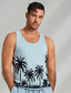 billiga linnen-grafiskt linne för män casual väst top coconut tree mode hawaiiansk undertröja gata daglig strand t-shirt vit blå kortärmad rundhalsad skjorta vår- och sommarkläder kläder