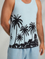 voordelige topjes-heren grafische tanktop casual vest top kokosnootboom mode Hawaiiaans ondershirt straat dagelijks strand t-shirt wit blauw korte mouw shirt met ronde hals lente- en zomerkleding