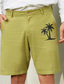 cheap Men&#039;s Shorts-Men&#039;s Shorts Linen Shorts Summer Shorts Beach Shorts Drawstring Elastic Waist Print Coconut Tree Comfort Short Daily Vacation Beach 30% Linen Vacation Fashion Green White