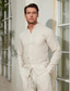 preiswerte Leinenhemden für Herren-100% Leinen Herren leinenhemd Weiß Khaki Langarm Feste Farbe Glatt Umlegekragen Sommer Casual Bekleidung