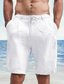 cheap Men&#039;s Shorts-Men&#039;s Shorts Linen Shorts Summer Shorts Beach Shorts Pocket Drawstring Plain Breathable Soft Knee Length Daily Holiday Beach Stylish Casual White Blue Inelastic