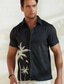 cheap Men&#039;s Casual Shirts-Coconut Tree Graphic Prints Casual Men&#039;s Shirt Outdoor Street Casual Summer Spring Stand Collar Short Sleeve Black S, M, L Polyester Shirt