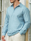 billiga linneskjortor för män-herrskjorta 55 % linne linneskjorta sommarskjorta strandskjorta blå khaki långärmad enfärgad lapel vår &amp; sommar vardagskläder klädsel