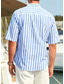 baratos camisas masculinas casuais-Homens Camisa Social camisa de botão Camisa casual camisa de verão Preto Rosa Azul Manga Curta Listra Faixa Diário Férias Roupa Moda Casual Confortável
