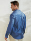 رخيصةأون قمصان الكتان الرجالية-قميص كتان رجالي 55% مطبوع من الكتان، أزرق كم طويل، طية صدر السترة، ملابس الربيع والخريف للاستخدام اليومي في الهواء الطلق