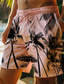 olcso Strand rövidnadrág-férfi strand rövidnadrág alkalmi rövidnadrág zseb 3d nyomtatás grafika levél gyorsan szárad nedvességelvezető rövid szabadtéri napi szabadidő sport vakáció hawaii rózsaszín mikroelasztikus