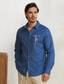 Недорогие дизайнерская коллекция-Мужская льняная рубашка из 55% льна с принтом, синяя с длинными рукавами с лацканами веры, весенне-осенняя уличная повседневная одежда